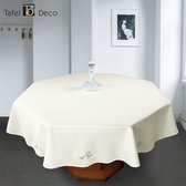 Tafelkleed Rozyczka, ecru, ovaal, 150x250, geborduurd