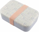 Lunchbox - Broodtrommel - Bamboe - Dames - Meisjes - Vrouwen - Blauw - Roze - Bloemen - Planten - 18cm - Elastiek
