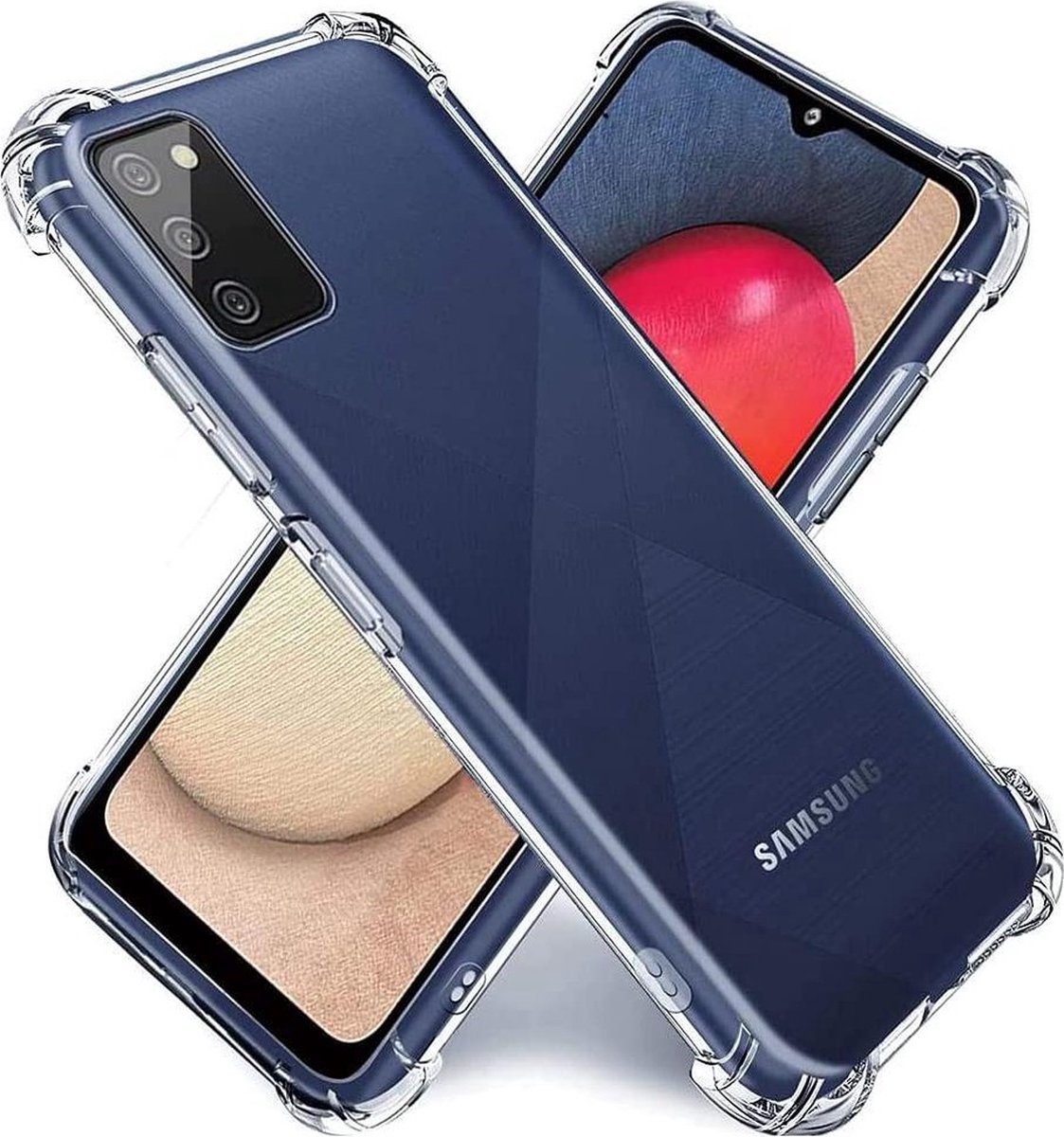 Samsung Galaxy A02s transparant siliconen hoes / achterkant met uitgestoken hoeken / anti shock / doorzichtig