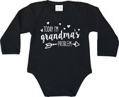 Romper - Today i'm grandma's problem - maat: 56 - lange mouwen - baby - zwangerschap aankondiging - oma - romper oma - opa - romper opa - rompertjes baby - rompers - rompertje - ro