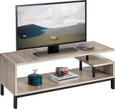 FURNIBELLA - Tv-kast, tv-tafel, lowboard voor televisie, televisiekast met planken, stalen frame, tv-rek voor woonkamer, slaapkamer, grijs