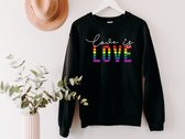 Lykke LGBTQ Unisex Love is Love Sweatshirt| Lgbt Pride Rainbow | Natuurlijke Kleurstof|Handgemaakt| Zwart Katoen|Maat M