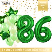 Cijfer Ballon 86 Jaar Groen Forrest Green Boeket * Hoera 86 Jaar Verjaardag Decoratie Set van 15 Ballonnen * 80 cm Verjaardag Nummer Ballon * Snoes * Verjaardag Versiering * Kinder