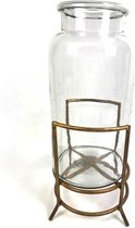 Jar Glass with Iron stand 19x24x47 cm Blue Gold