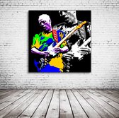 David Gilmour Pop Art Poster in lijst - 90 x 90 cm en 2 cm dik - Fotopapier Mat 180 gr Framed - Popart Wanddecoratie inclusief lijst