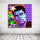 Pop Art Muhammad Ali Poster in lijst - 90 x 90 cm en 2 cm dik - Fotopapier Mat 180 gr Framed - Popart Wanddecoratie inclusief lijst