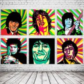 Pop Art Rolling Stones x6 Poster in lijst x6 - 95 x 95 cm Fotopapier Mat 180 gr Framed - Popart Wanddecoratie