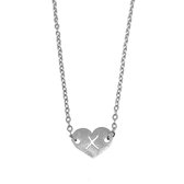 Letter ketting hartje - initiaal X - Zilver - 40 cm