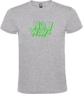 Grijs t-shirt tekst met 'NO WAY'  print Groen  size S