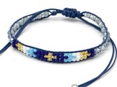 Armband Dames - Glaskralen - Verstelbaar - Blauw