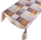 Tafelzeil Wood Squares Bruin  220 x 140