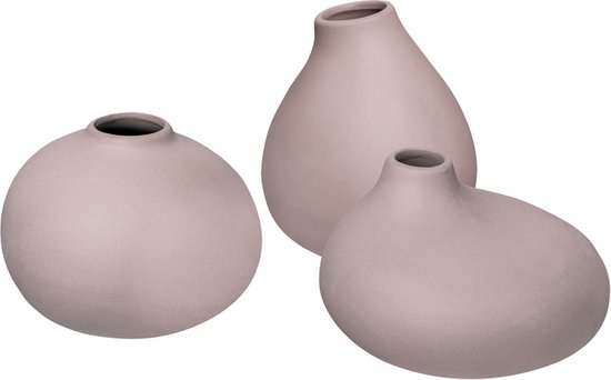 Blomus Nona set de 3 vases H9cm H7cm H6.5cm écorce