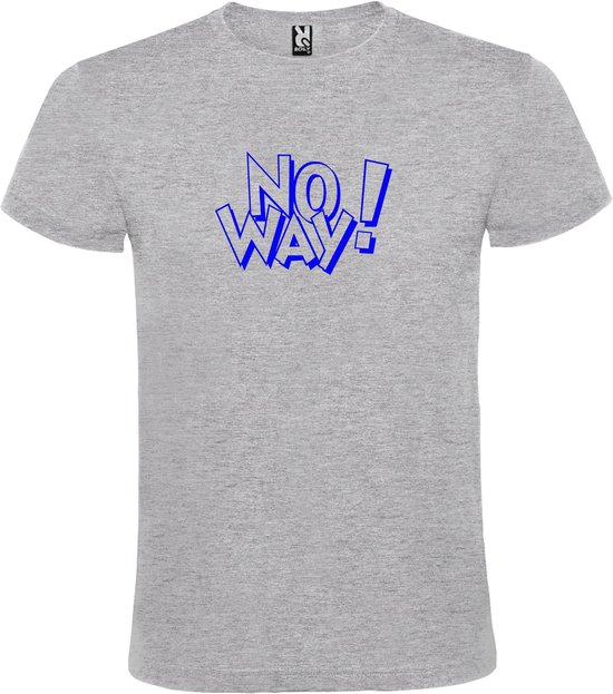 Grijs t-shirt tekst met 'NO WAY'  print Blauw size L