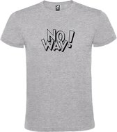 Grijs t-shirt tekst met ''NO WAY'  print Zwart  size XL