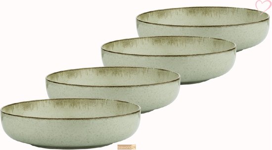 Kitchen Trend - Diep Bord - 20 CM - Zeegroen Ocean - Set van 4 borden - Bordenset