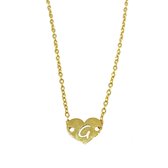 Letter ketting hartje - initiaal G - Goud - 40 cm