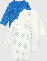 Petit Bateau Set van 3 babybody's in biokatoen Jongens Rompertje - Maat 74