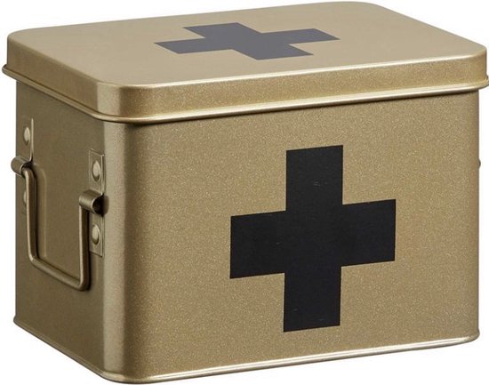 Luxe medicijnbox - goud - zwart kruis - metaal - EHBO doos - medicijnkist  -... | bol.com