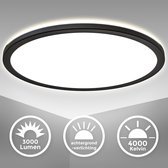 B.K.Licht - LED Plafonniére - zwart - plafondlamp - rond (Ø42cm) - 4.000K neutral wit licht