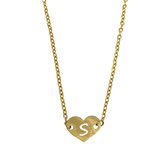 Letter ketting hartje - initiaal S - Goud - 40 cm