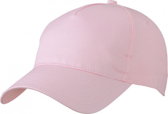 5-panel baseball petjes /caps in de kleur licht roze voor volwassenen - Voordelige roze caps