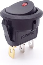 Earu® - KCD3-12 - Wipschakelaar 12V/20A - Rond - LED indicator Rood - Auto/Boot/Camper per stuk