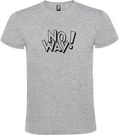 Grijs t-shirt tekst met 'NO WAY'  print Zwart size L