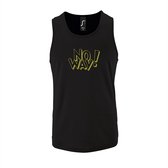 Zwarte Tanktop sportshirt met "No Way" Print Goud Size M