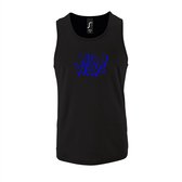 Zwarte Tanktop sportshirt met "No Way" Print Blauw Size XL
