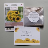 Zonnebloemen - zonnestralen - aardetablet - boeket - zaden -zonnebloemen