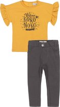 Koko Noko - Kledingset(2delig) -Broek bruin - Shirt geel - Maat 98