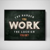 DEVICI Ingelijste Motiverende Wanddecoratie - Muurdecoratie - The Harder You Work The Luckier You Get - Ingelijste Canvas Wall Art Ingelijste Wanddecoratie Kantoor Ingelijste Kunstposters & K