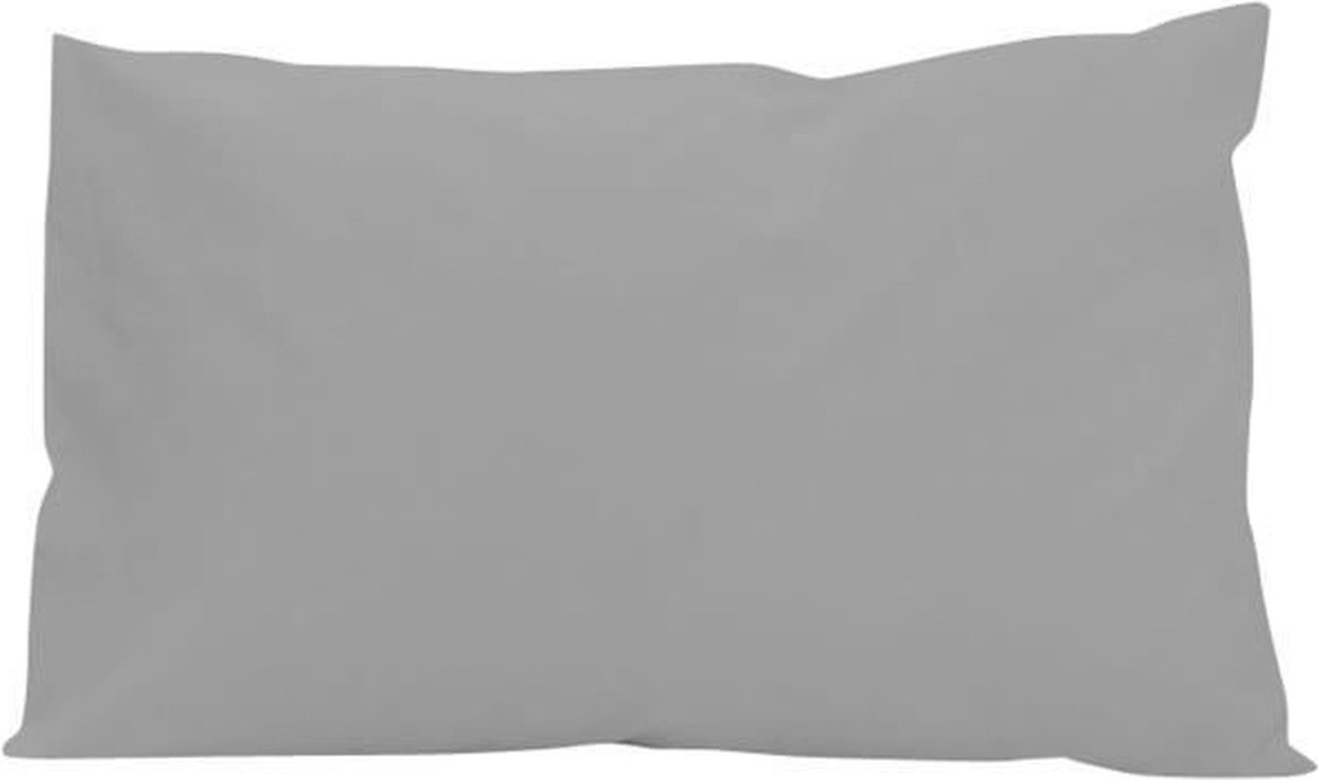 SOLEIL D'OCRE Lot 2 Amerikaanse rechthoekige kussenslopen 50x75 cm in effen katoen 57 draad - grijs