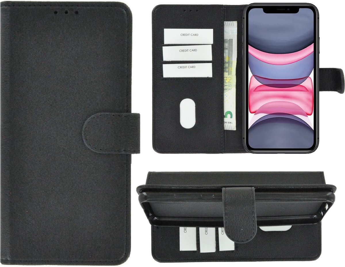 Hoesje Geschikt voor iPhone 11 Pro Max - iPhone 11 Pro Max Book Case Wallet Zwart Cover