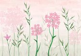 Fotobehang Lente Bloemen  XXL – posterbehang – 368 x 254 cm - Roze Groen