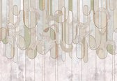 Vliesbehang Art Deco Planten Betonlook XXL – fotobehang – 368 x 254 cm - Zacht Roze Beige