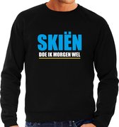 Apres ski trui Skien doe ik morgen wel zwart  heren - Wintersport sweater - Foute apres ski outfit/ kleding/ verkleedkleding M