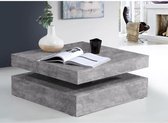 Vierkante draaibare salontafel - Spaanplaat - Lichtgrijs betondecor - Klassiek - L 78 x D 78 x H 35,4 cm - KOFFIE