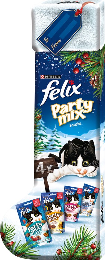 Felix kerstsok - Party Mix Kattensnacks