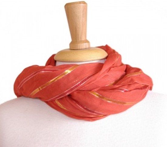 Behave accessoires- sjaal - rood oranje sjaal gestreept