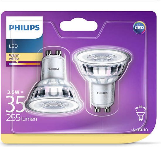 Philips LED-spotlight lampen Classic 3.5 W 255 lumen 2 st 929001217831 |  bol.com