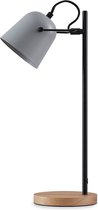 Lindby - Tafellamp - 1licht - eiken, staal - H: 47.5 cm - E14 - grijs, , helder hout