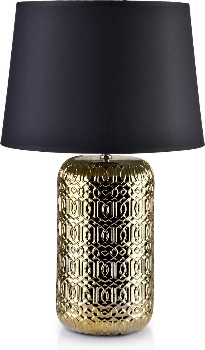 CJX LXRY BLACK & GOLD - Tafellamp - met Lampenkap - E27 - Slaapkamer