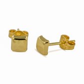 New Bling 9NBG-0392 Gouden Oorknopjes - Dames - Vierkant - Glad -  4 x 4 mm - 14 Karaat - Goud