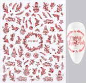 Cabantis Nagelstickers - Nail art stickers - Nagels - Nagelstickers velletjes - Stickers nagelstudio - Nagelstickers Kerst - Plant Decoratie Kerst - 1 vel - Rood