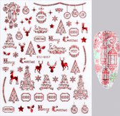 Cabantis Nagelstickers - Nail art stickers - Nagels - Nagelstickers velletjes - Stickers nagelstudio - Nagelstickers Kerst - Merry Christmas - 1 vel - Rood