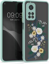 kwmobile hoesje voor Xiaomi Mi 10T / Mi 10T Pro - Back cover in mintgroen / geel / mat transparant - Smartphonehoesje - Bloemstuk design
