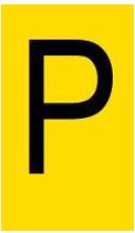 Mini letter P, geel zwart 14 x 19 mm - 54/vel