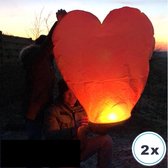 2 x Luxe rode Hartvormige Wensballonnen vliegende papieren lantaarns ufo ballon wens ballon wensballon rood: VOLANTERNA®