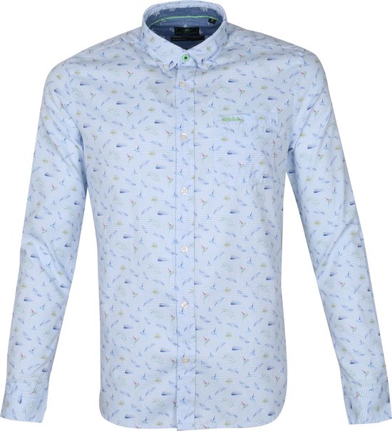 New Zealand Auckland - Overhemd Malte Brun Lichtblauw - M - Heren - Regular-fit